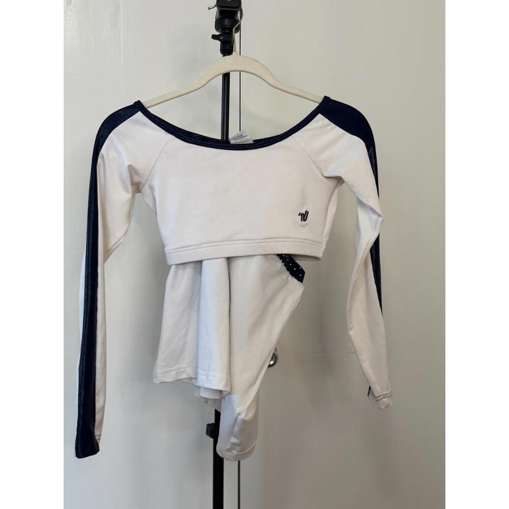 Varsity Spirit Youth Cheerleading Uniform Set – White & Navy, Girls Size S